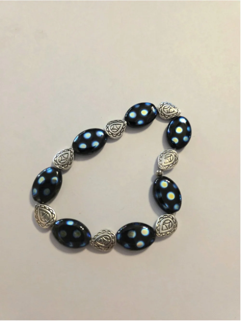 Black Czech Glass Beaded Bracelet